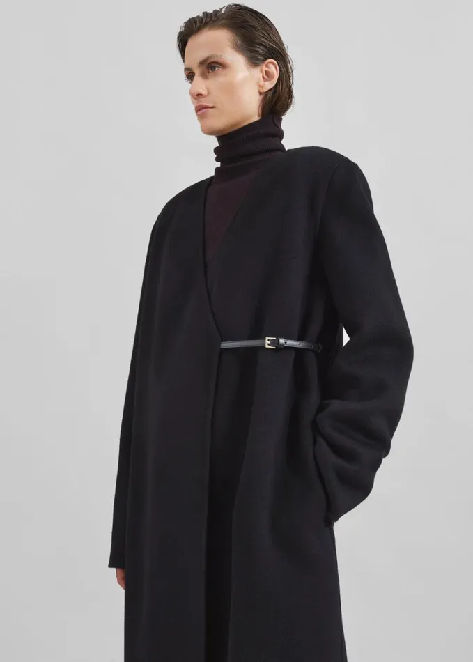 Clothing Women The Frankie Shop Loulou Studio Banie Long Coat 8211 Black
