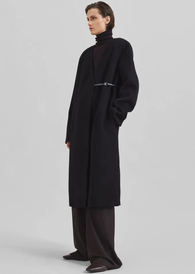 Clothing Women The Frankie Shop Loulou Studio Banie Long Coat 8211 Black