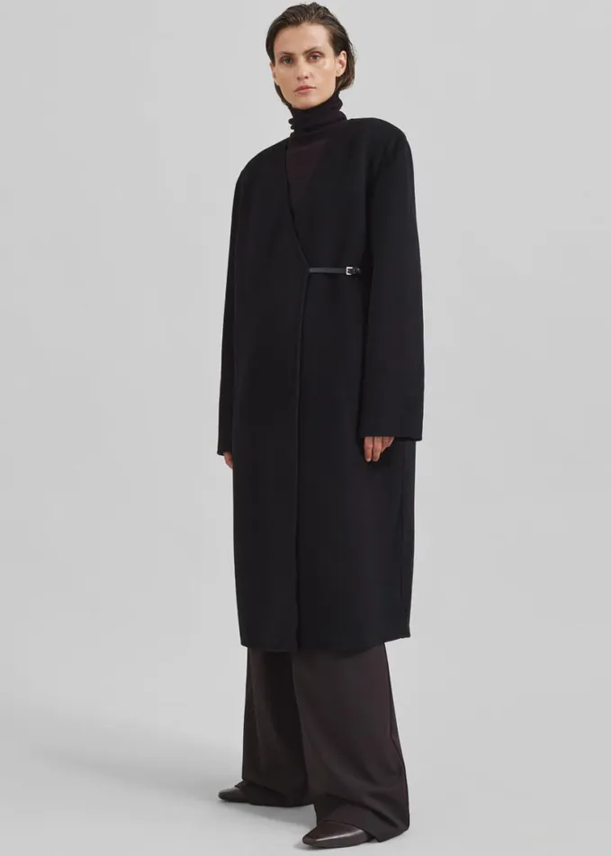 Clothing Women The Frankie Shop Loulou Studio Banie Long Coat 8211 Black