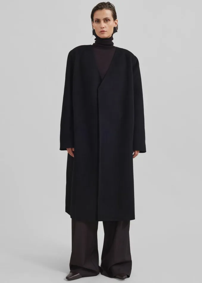 Clothing Women The Frankie Shop Loulou Studio Banie Long Coat 8211 Black
