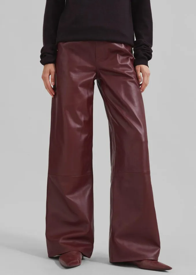 Clothing Women The Frankie Shop Loulou Studio Figari Leather Pants 8211 Burgundy