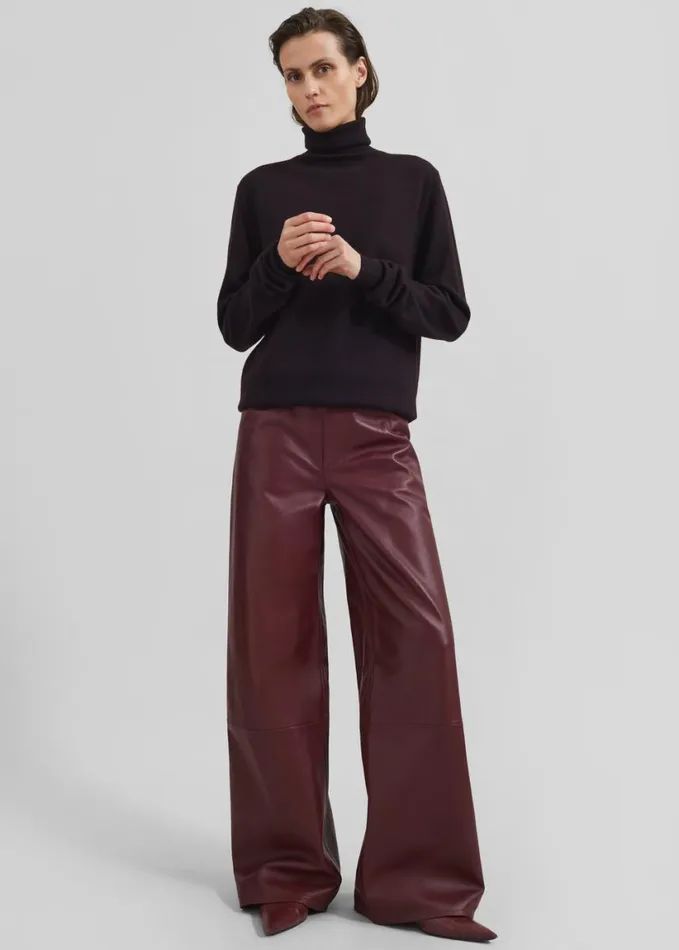 Clothing Women The Frankie Shop Loulou Studio Figari Leather Pants 8211 Burgundy