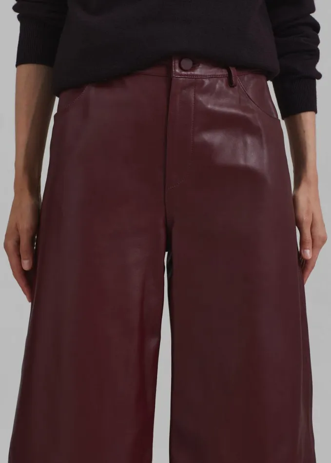 Clothing Women The Frankie Shop Loulou Studio Figari Leather Pants 8211 Burgundy