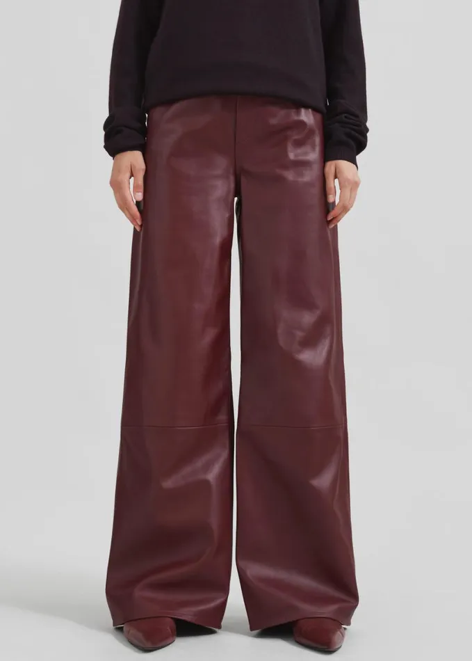 Clothing Women The Frankie Shop Loulou Studio Figari Leather Pants 8211 Burgundy