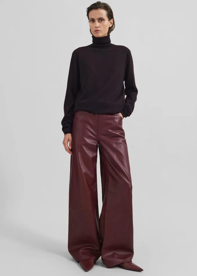 Clothing Women The Frankie Shop Loulou Studio Figari Leather Pants 8211 Burgundy