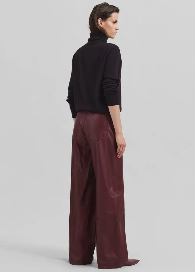 Clothing Women The Frankie Shop Loulou Studio Figari Leather Pants 8211 Burgundy