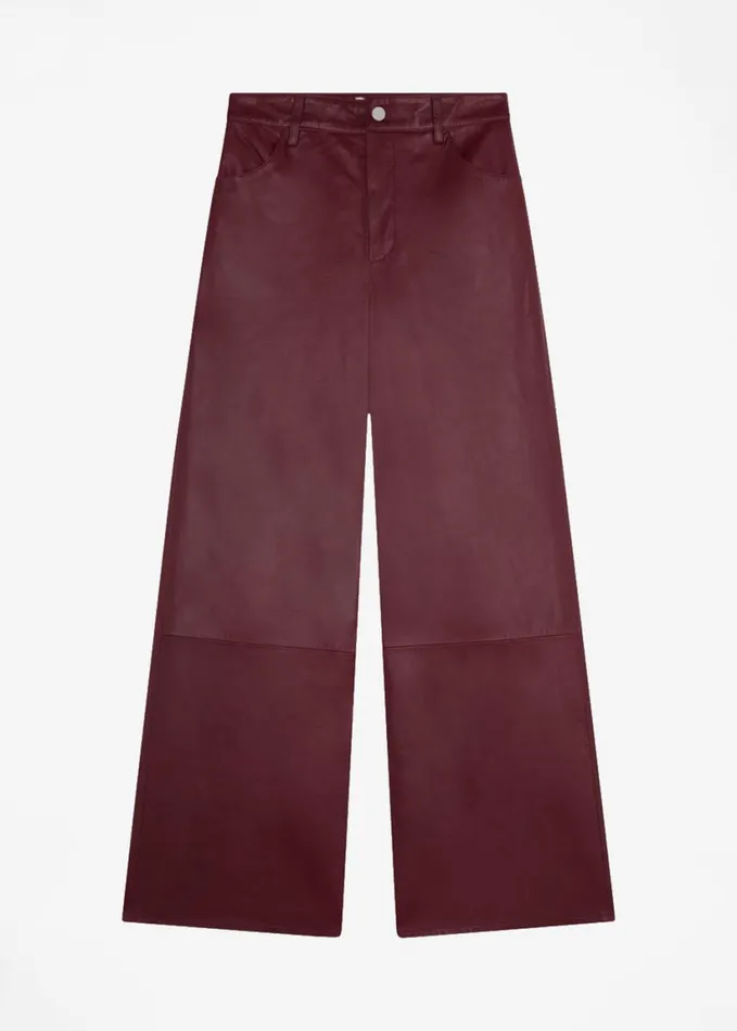 Clothing Women The Frankie Shop Loulou Studio Figari Leather Pants 8211 Burgundy