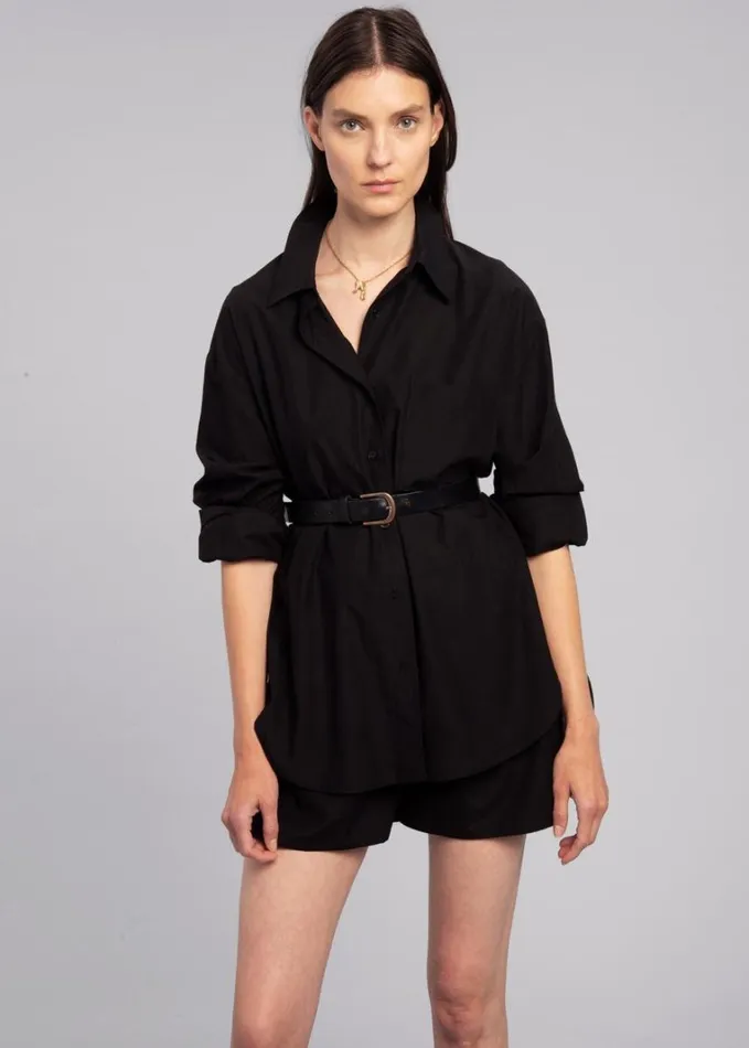 Clothing Women The Frankie Shop Lui Organic Cotton Shirt 8211 Black