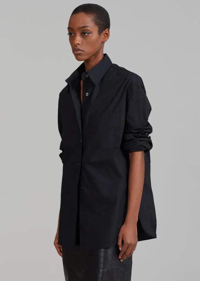 Clothing Women The Frankie Shop Lui Organic Cotton Shirt 8211 Black
