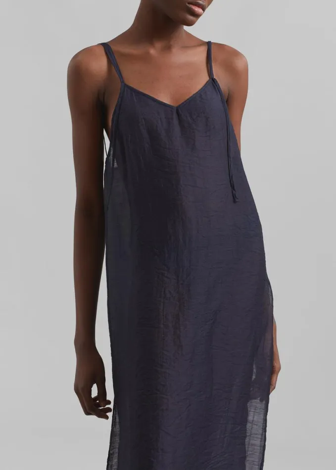 Clothing Women The Frankie Shop Madeline Sheer Midi Dress 8211 Navy