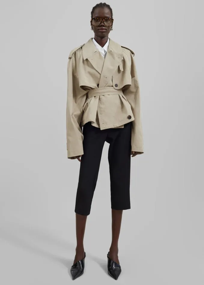 Clothing Women The Frankie Shop Mads Cropped Trench 8211 Beige