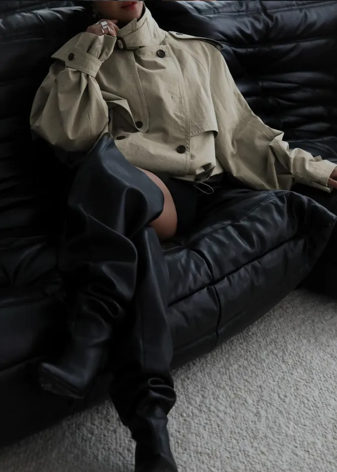 Clothing Women The Frankie Shop Mads Cropped Trench 8211 Beige