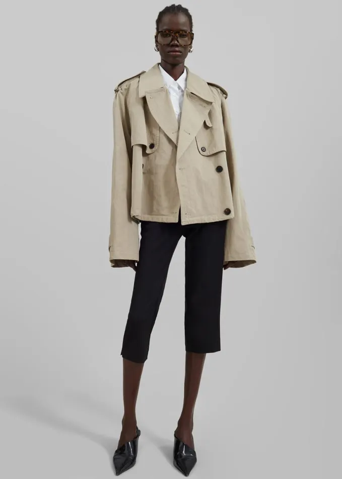 Clothing Women The Frankie Shop Mads Cropped Trench 8211 Beige