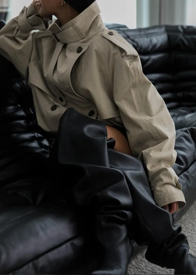Clothing Women The Frankie Shop Mads Cropped Trench 8211 Beige
