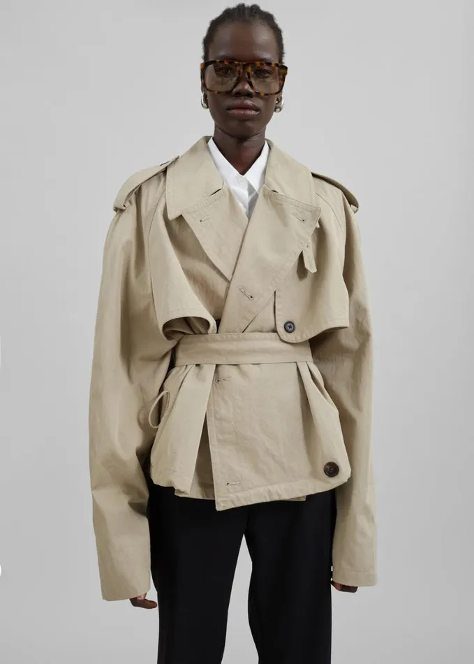 Clothing Women The Frankie Shop Mads Cropped Trench 8211 Beige