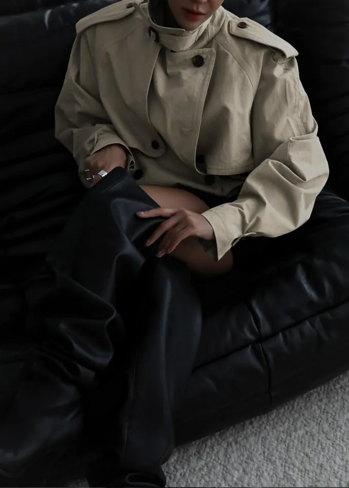 Clothing Women The Frankie Shop Mads Cropped Trench 8211 Beige