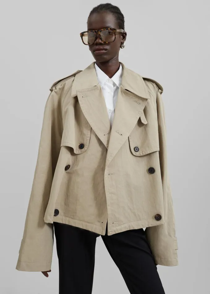 Clothing Women The Frankie Shop Mads Cropped Trench 8211 Beige