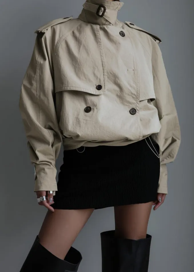 Clothing Women The Frankie Shop Mads Cropped Trench 8211 Beige