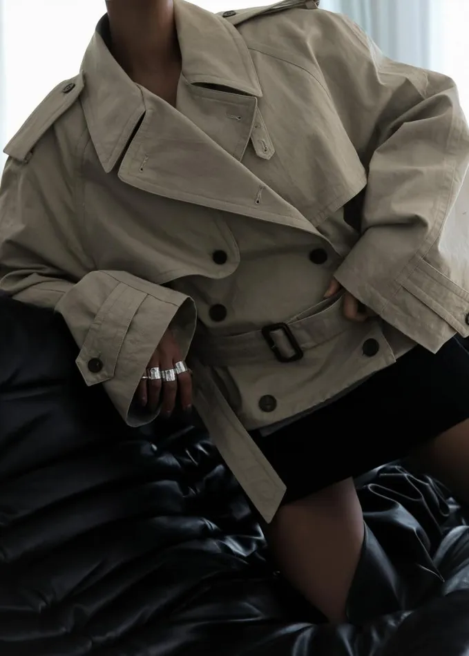 Clothing Women The Frankie Shop Mads Cropped Trench 8211 Beige