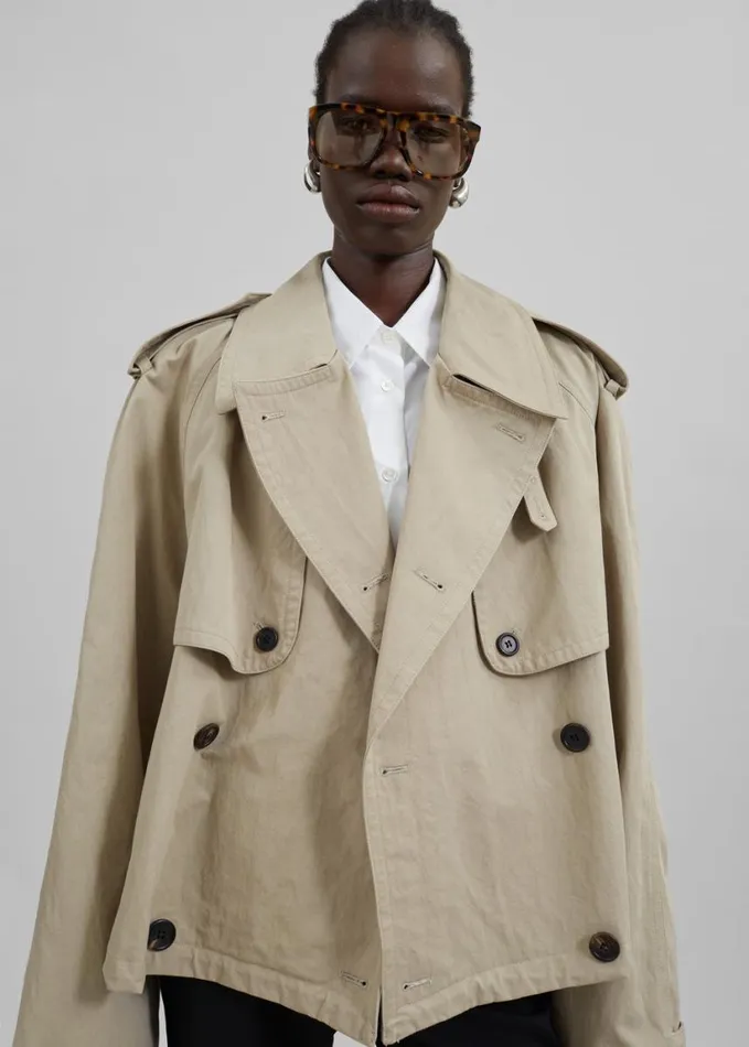 Clothing Women The Frankie Shop Mads Cropped Trench 8211 Beige