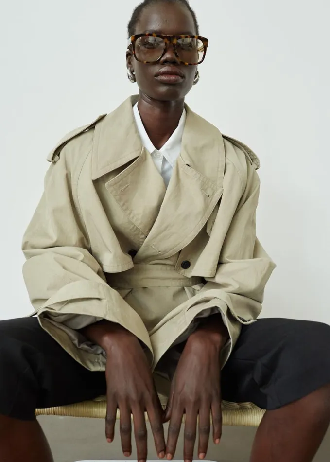 Clothing Women The Frankie Shop Mads Cropped Trench 8211 Beige