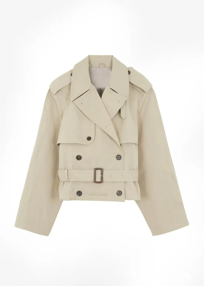 Clothing Women The Frankie Shop Mads Cropped Trench 8211 Beige
