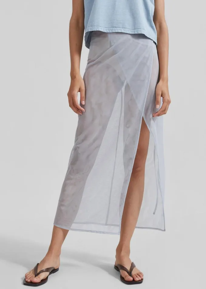 Clothing Women The Frankie Shop Magdalena Sheer Midi Skirt 8211 Grey