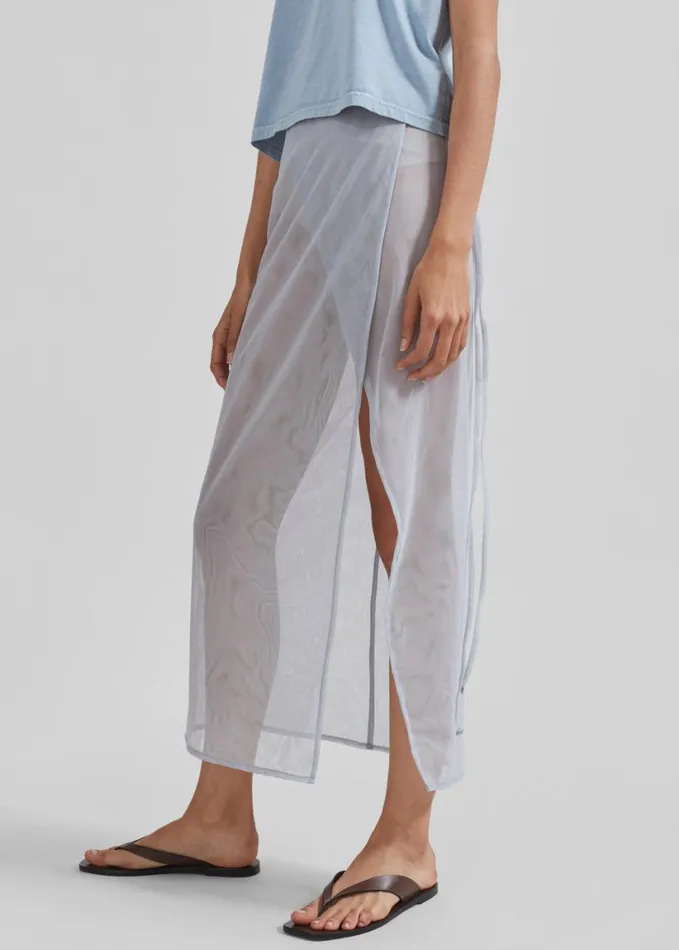 Clothing Women The Frankie Shop Magdalena Sheer Midi Skirt 8211 Grey