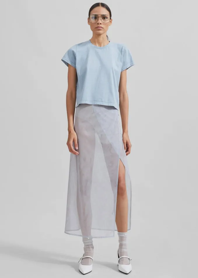 Clothing Women The Frankie Shop Magdalena Sheer Midi Skirt 8211 Grey
