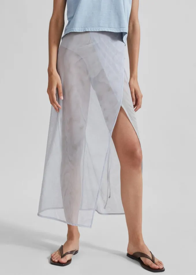 Clothing Women The Frankie Shop Magdalena Sheer Midi Skirt 8211 Grey