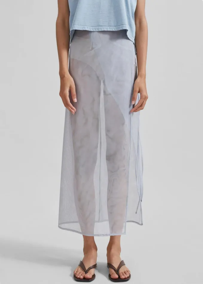 Clothing Women The Frankie Shop Magdalena Sheer Midi Skirt 8211 Grey