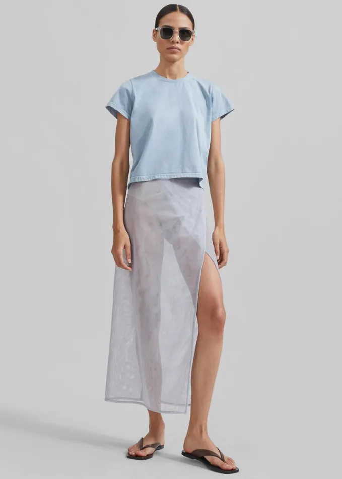 Clothing Women The Frankie Shop Magdalena Sheer Midi Skirt 8211 Grey