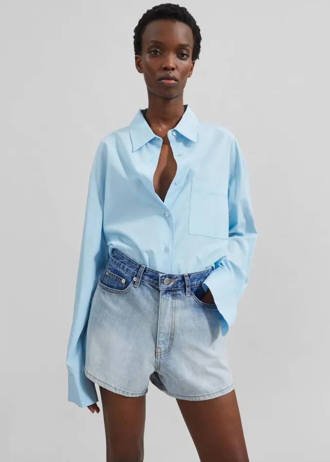 Clothing Women The Frankie Shop Melina Denim Shorts 8211 Light Wash