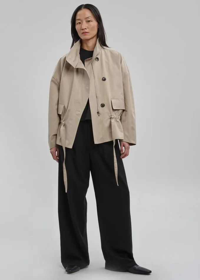 Clothing Women The Frankie Shop Myro Drawstring Jacket 8211 Beige