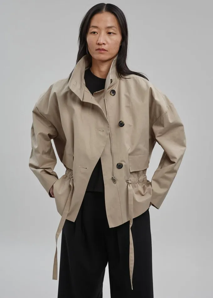 Clothing Women The Frankie Shop Myro Drawstring Jacket 8211 Beige