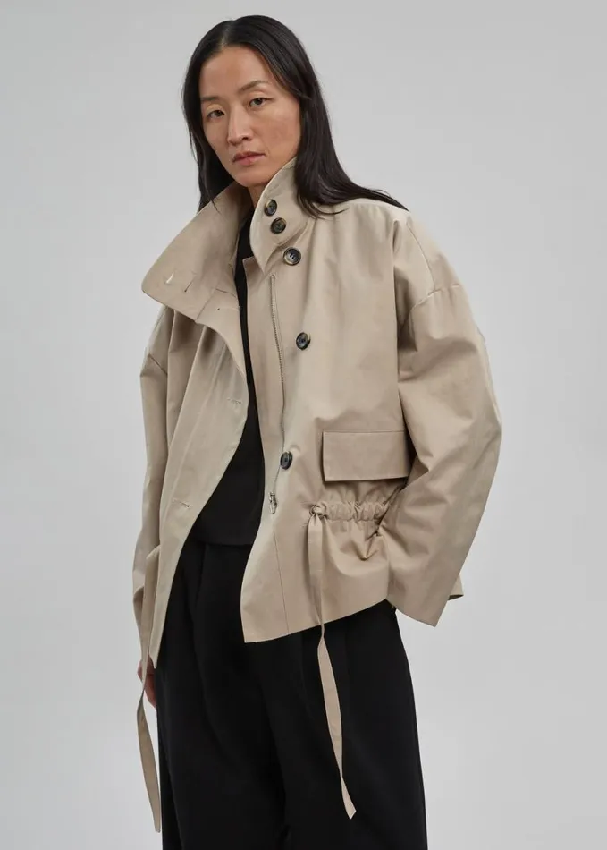 Clothing Women The Frankie Shop Myro Drawstring Jacket 8211 Beige