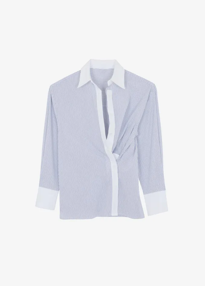 Clothing Women The Frankie Shop Nerina Button Up Shirt 8211 BlackWhite Stripe