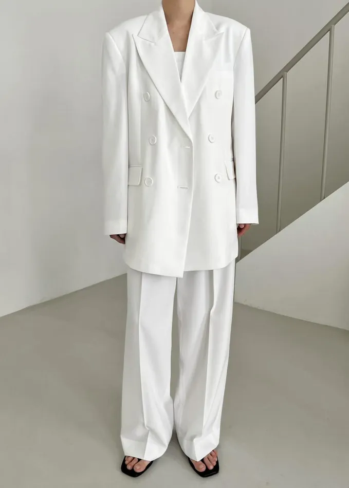 Clothing Women The Frankie Shop Nessi Double Breasted Blazer 8211 White