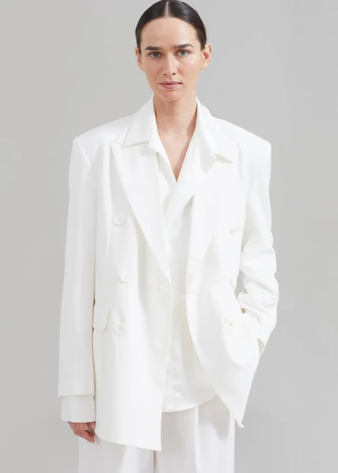Clothing Women The Frankie Shop Nessi Double Breasted Blazer 8211 White