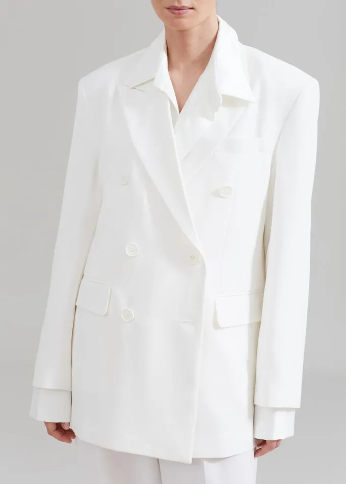 Clothing Women The Frankie Shop Nessi Double Breasted Blazer 8211 White
