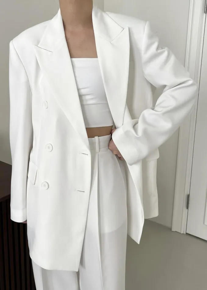 Clothing Women The Frankie Shop Nessi Double Breasted Blazer 8211 White