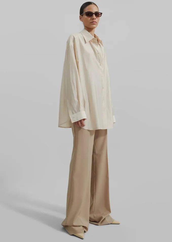 Clothing Women The Frankie Shop Ola Semi Sheer Button Up Shirt 8211 Ivory