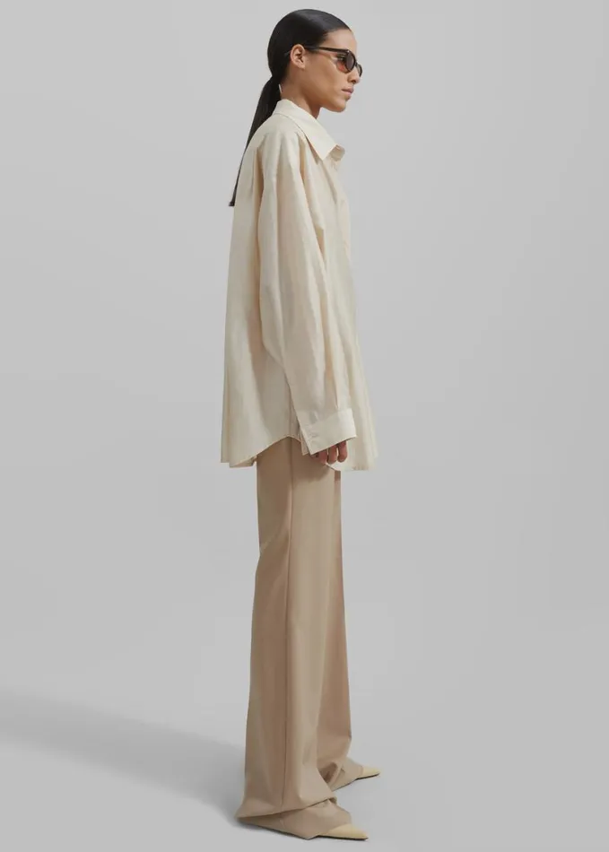 Clothing Women The Frankie Shop Ola Semi Sheer Button Up Shirt 8211 Ivory
