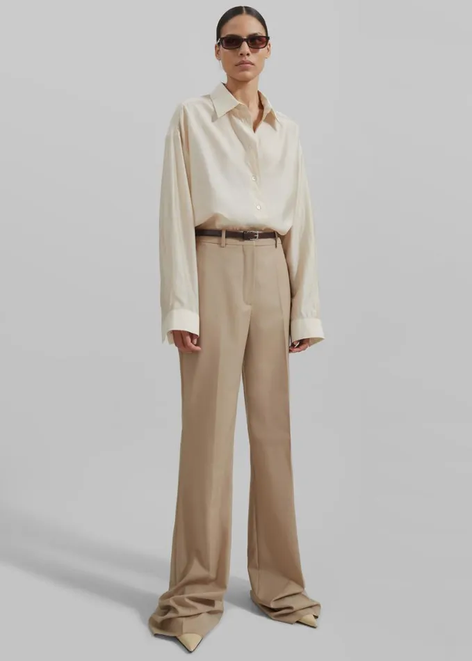 Clothing Women The Frankie Shop Ola Semi Sheer Button Up Shirt 8211 Ivory