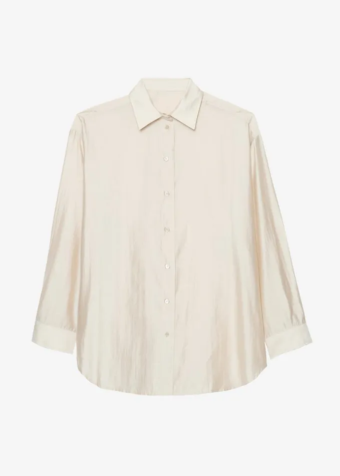 Clothing Women The Frankie Shop Ola Semi Sheer Button Up Shirt 8211 Ivory