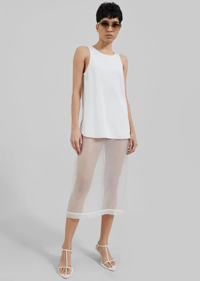 Clothing Women The Frankie Shop Peri Sheer Midi Skirt 8211 White