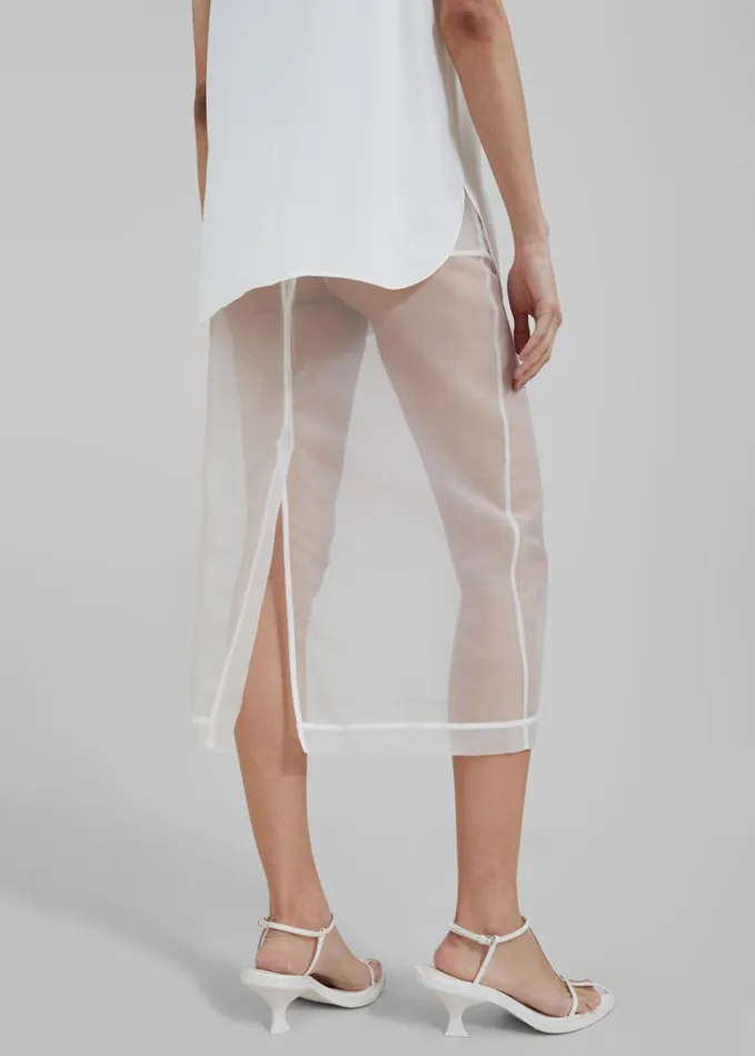 Clothing Women The Frankie Shop Peri Sheer Midi Skirt 8211 White
