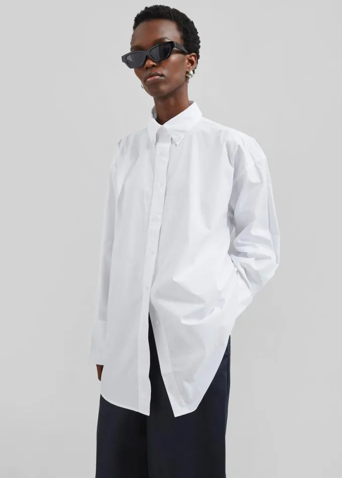 Clothing Women The Frankie Shop Remain Oversized Shirt 8211 Bright White