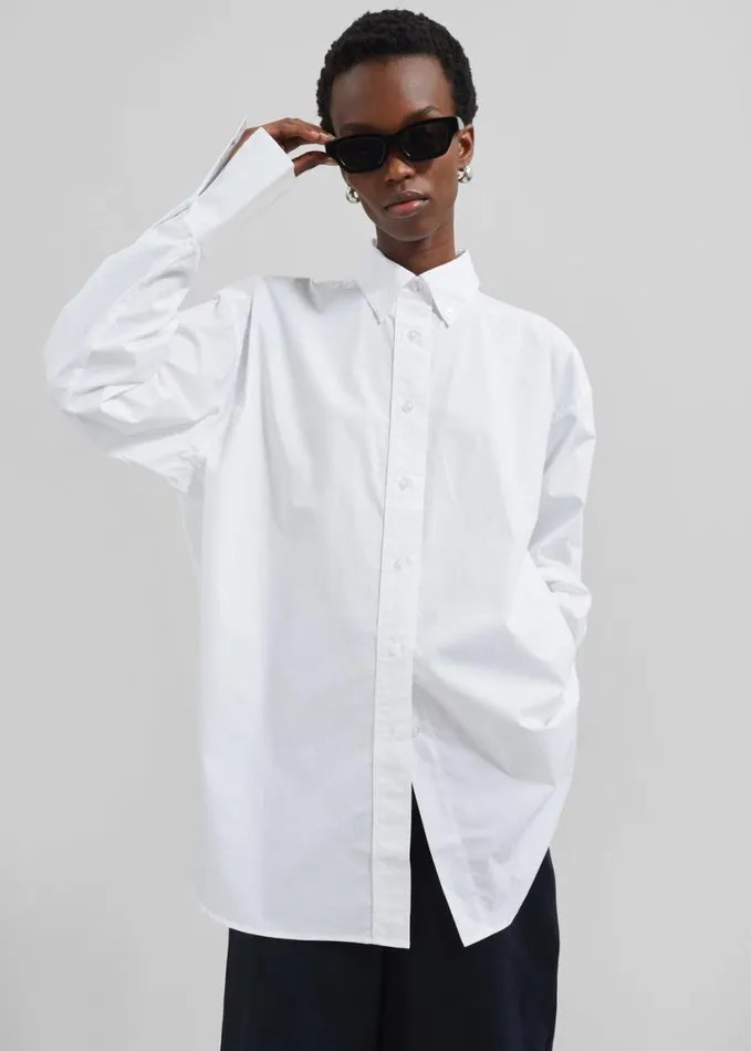 Clothing Women The Frankie Shop Remain Oversized Shirt 8211 Bright White