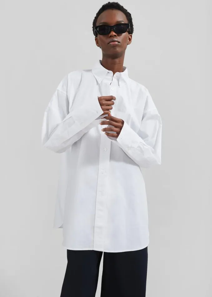 Clothing Women The Frankie Shop Remain Oversized Shirt 8211 Bright White
